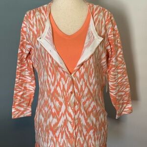 Studio Works Orange and Cream Cardigan with Matching Tee